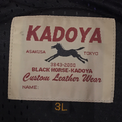 牛革KADOYA レザー ライダースジャケット 3L BLACK HORSE | ヤマダ