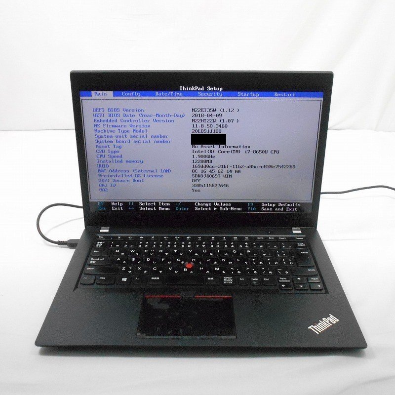 ThinkPad Core LENOVO パソコン 1.6GHz⁄8GB⁄SSD256GB⁄OS無⁄筐体