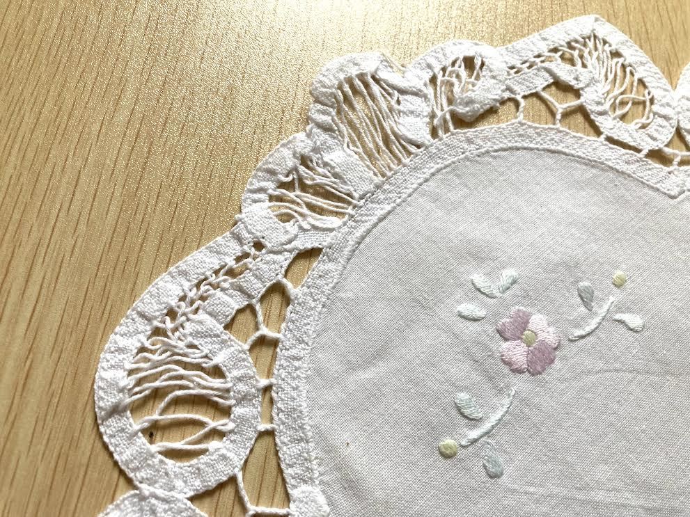フランス 蚤の市 バテンレース ドイリー 手刺繍 手縫い アンティーク