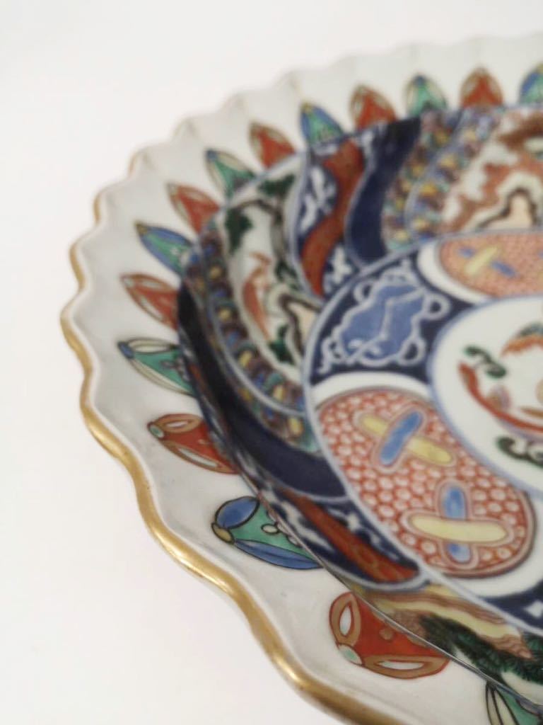 O 時代蔵出 花鳥紋 錦絵大鉢 径31.5cm 23062805 伊万里 赤絵 飾皿