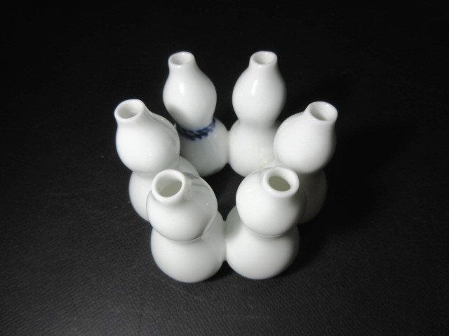 XU331◇長崎 平戸焼 横石嘉助 白磁 六瓢 蓋置 高さ4.5cm 黄布&元箱