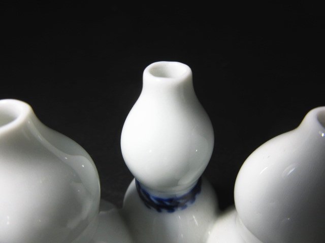 XU331◇長崎 平戸焼 横石嘉助 白磁 六瓢 蓋置 高さ4.5cm 黄布&元箱