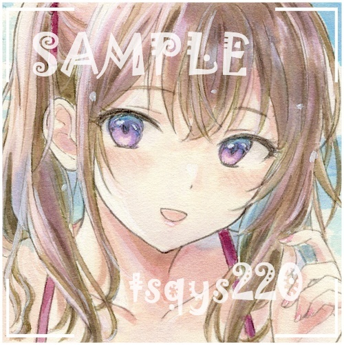 オリジナル女の子28 水着 手描きイラスト ハガキサイズ