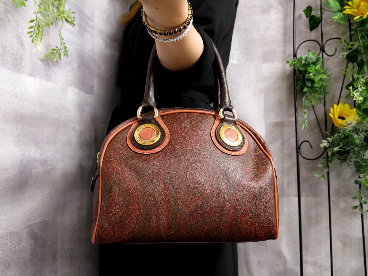 ○超美品○ETRO エトロ○ペイズリー柄○PVC リザード 型押し カーフ