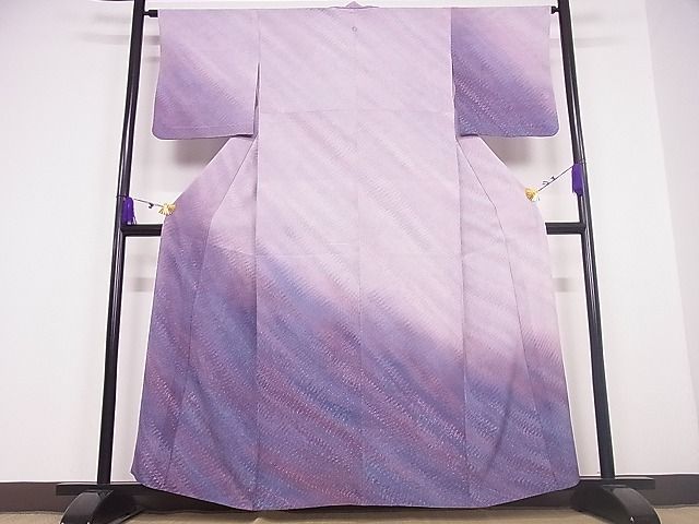着物屋こころ■訪問着　単衣　墨流し文様　鬼しぼ縮緬　着丈157.5cm　裄丈63cm　正絹　逸品　B-zg4275