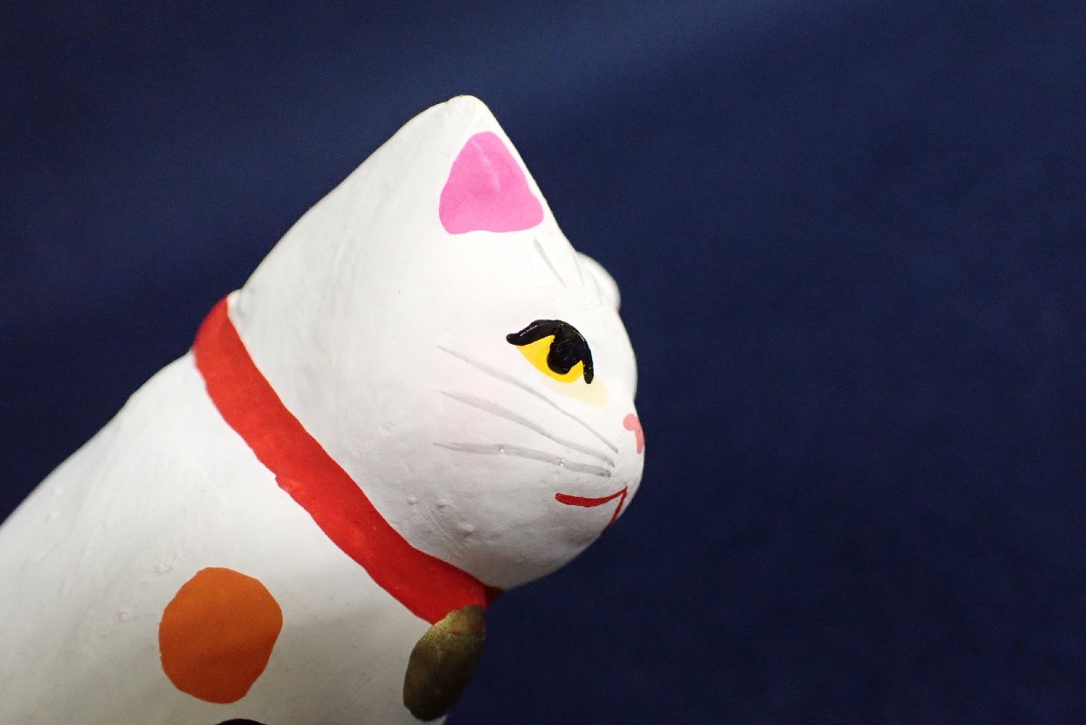  ★071315　津屋崎人形　原田半蔵　招き猫 土人形 置物 飾り物 縁起物 オブジェ　★
