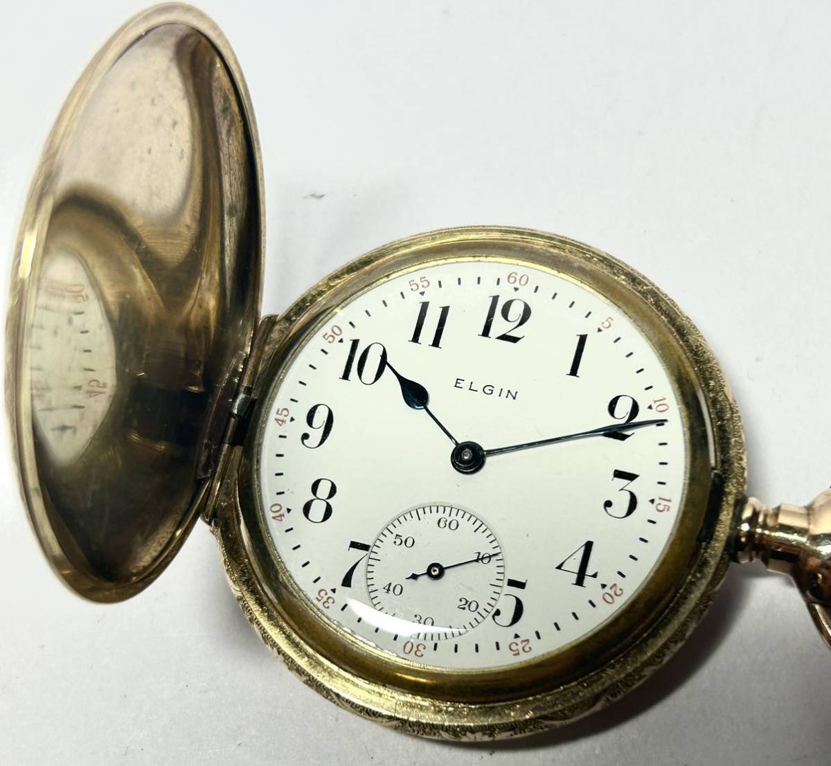 ELGIN エルジン 懐中時計 スモセコ ホワイト文字盤 アラビアン 