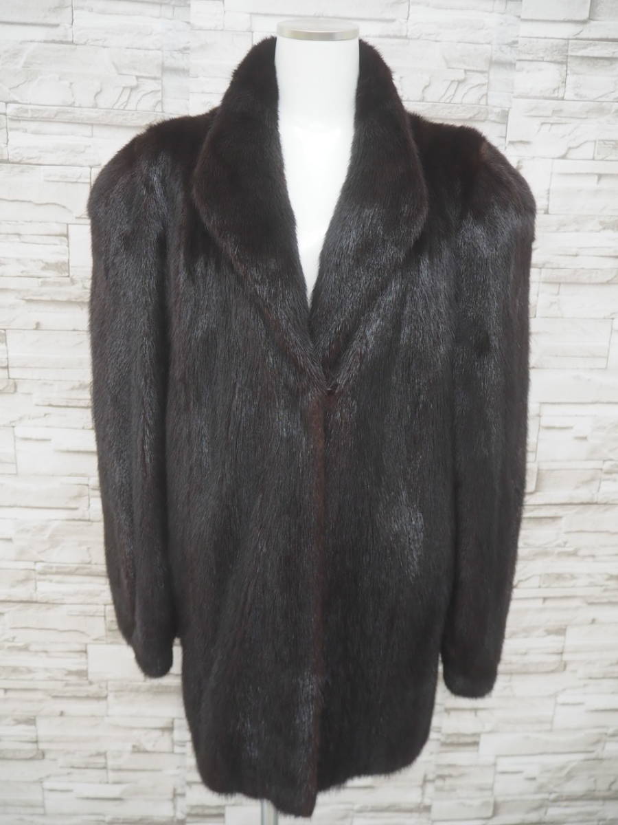 ■ダークミンク■ハーフコート■着丈73㎝■