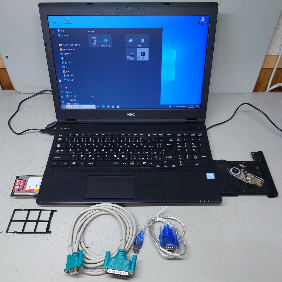 Win10 RS-232Cケーブル付きノートパソコン。ＮＣ工作機械のプログラム入出力管理に。マシニング、NC旋盤のＧコード入出力、CAD/CAM　FANUC