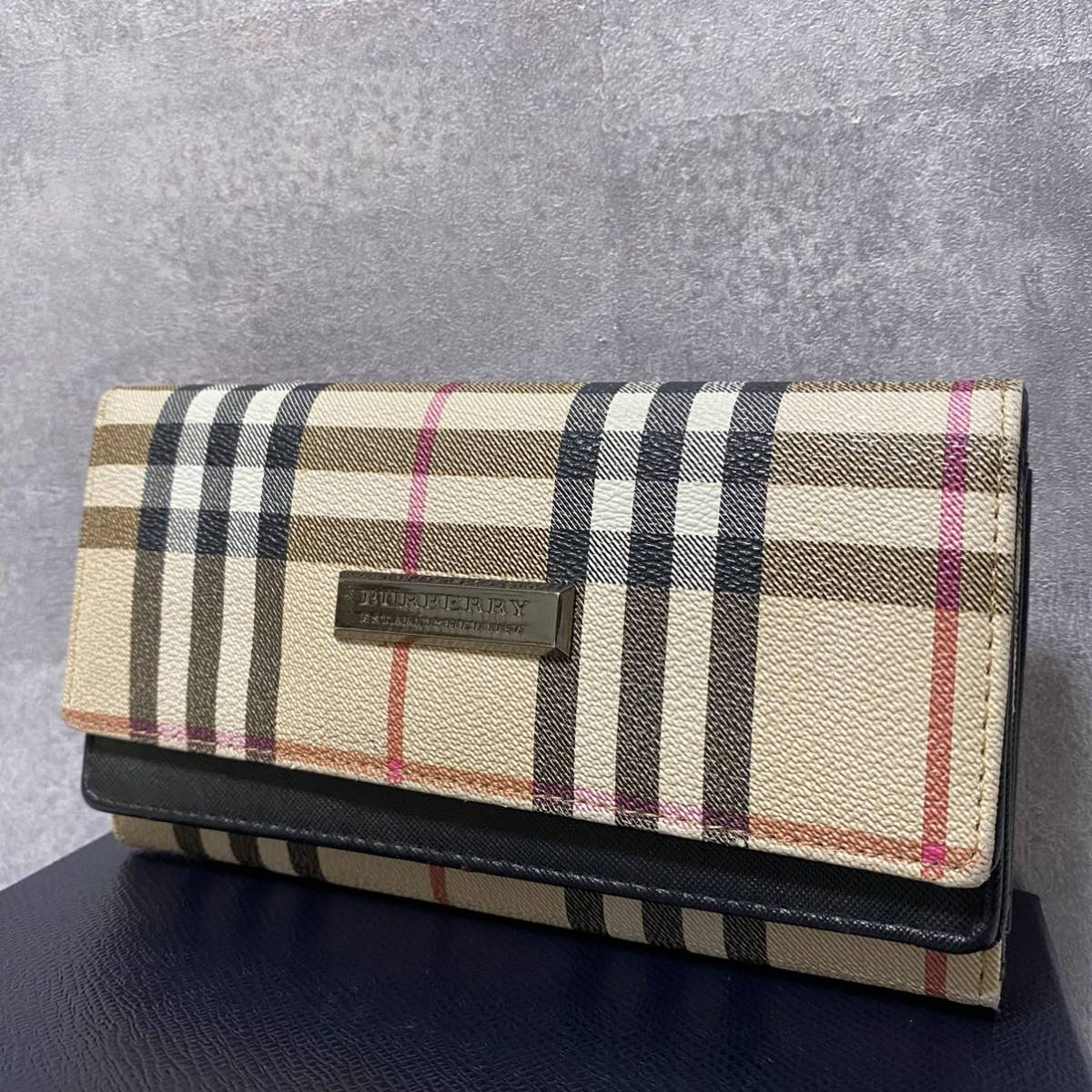 バーバリー ノバチェック BURBERRY 長財布 財布 1円 ノバチェックの 