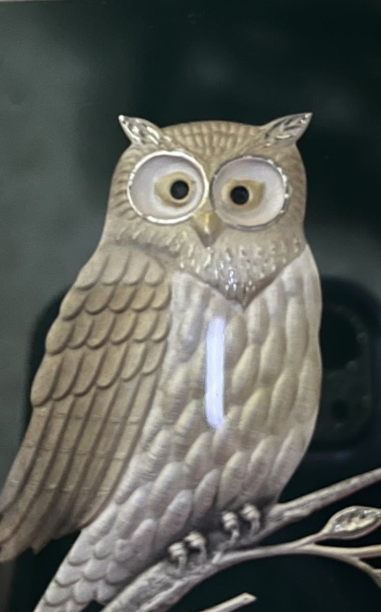 TAKEHIKO武比古 フクロウ 梟 レリーフ SILVER999純銀伝統工芸作品 美術