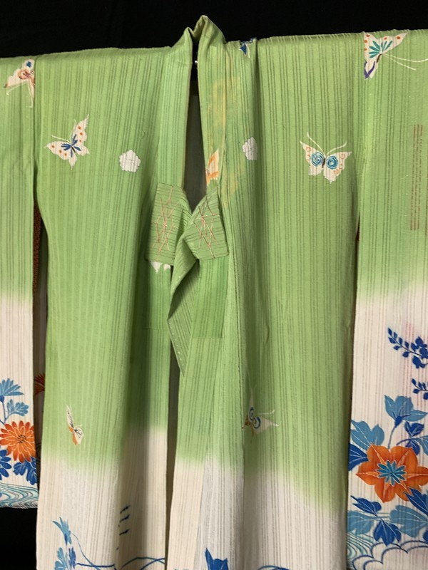 ☆きものさらさ アンティーク着物帯☆逸品！ 絵羽 縦絽 夏着物 子供着物