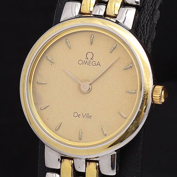 1円 オメガ QZ デビル ゴールド文字盤 ラウンド レディース腕時計 GM3801100KYM