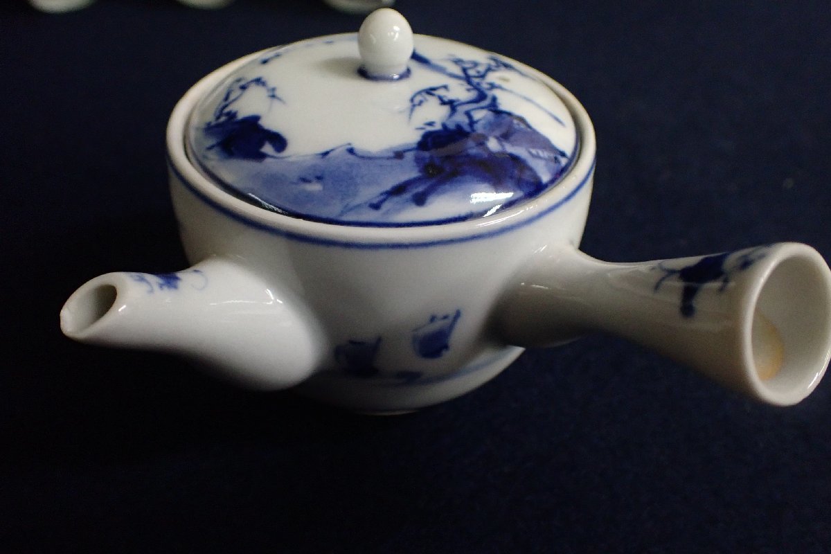 九谷 煎茶器セット 木箱付 東Y8-0708☆2Fトヒチ 九谷 煎茶器セット 木
