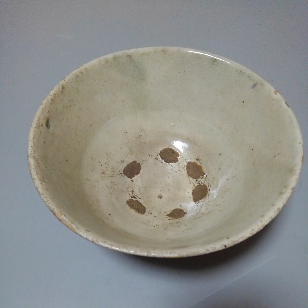無地刷毛目茶碗 李朝時代