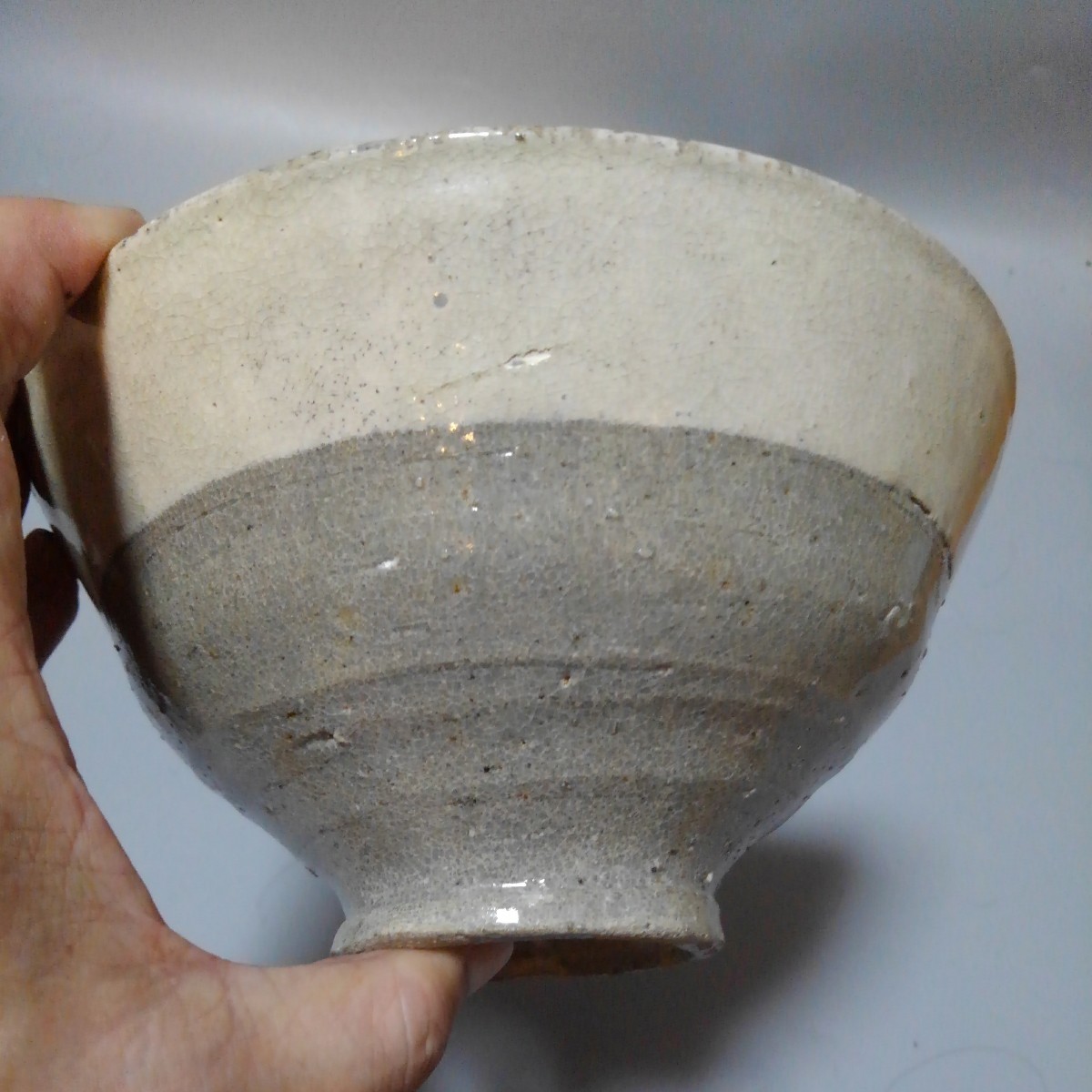 無地刷毛目茶碗 李朝時代