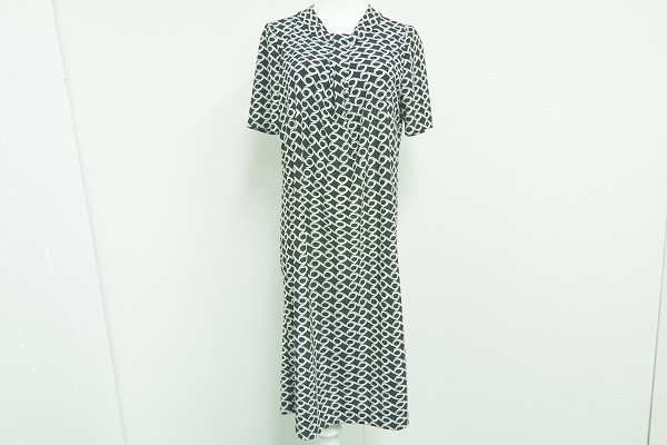 ＃01【即決】◇Leilian レリアン◇半袖ワンピース ミモレ丈 黒×白 サイズ11 ＃829781
