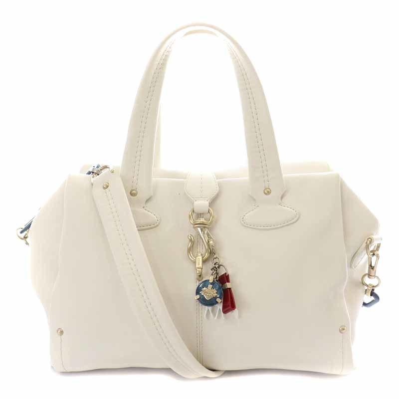 バリー BALLY ハンドバッグ ショルダーバッグ 2way レザー チャーム付き 白 ホワイト /YI19 レディース