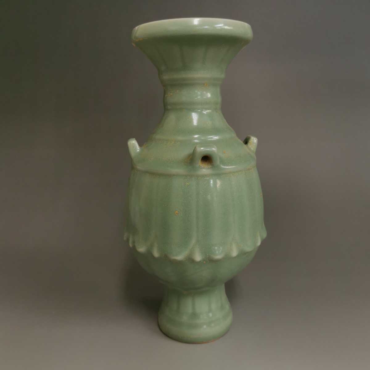 龍泉窯 青磁 瓶 花紋 中国美術 青瓷 龍泉窯 花瓶 花入 花器 美術品