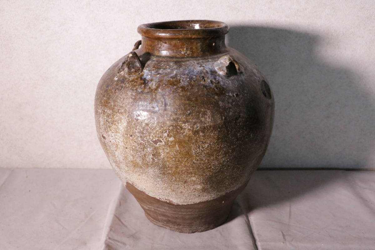 古丹波 【80 四耳壺 花器 花入 高23cm 2.2kg 華道具 茶道具 煎茶