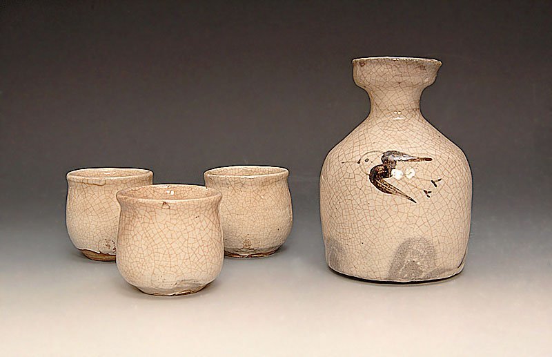 星夢 十二代 中里太郎右衛門窯 唐津 絵粉引 徳利 ぐい呑 三客 セット