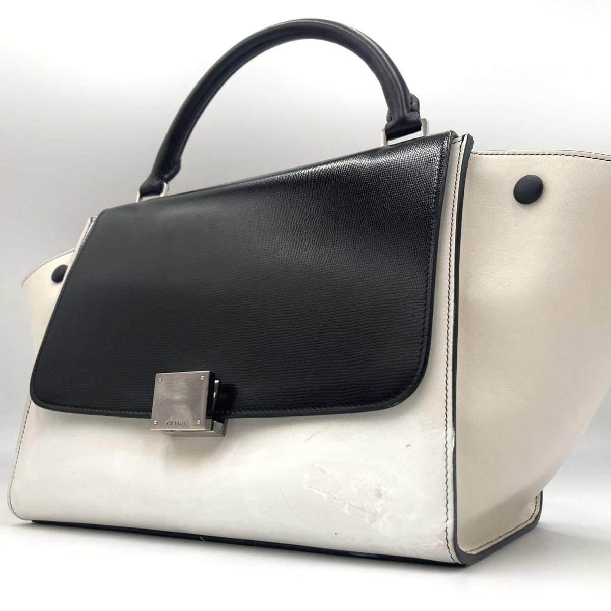 1円 【人気品】 CELINE セリーヌ トラペーズ ハンドバッグ 本革  