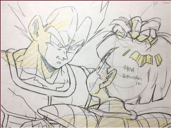 p1121『直筆原画』『ドラゴンボール ベジータと悟飯 1枚』当時もの