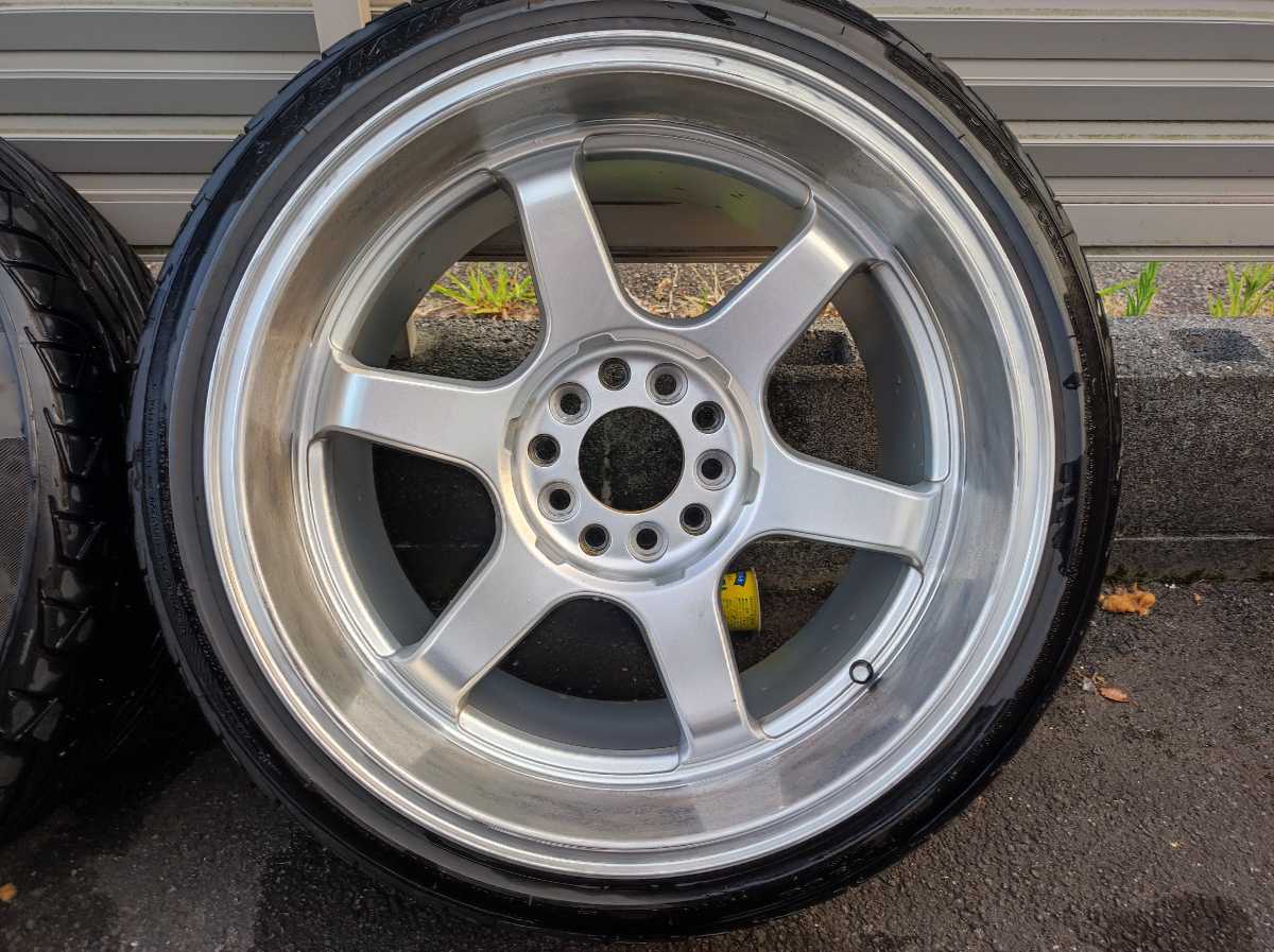 5穴 114.3 120 2本 18×10.5J+30 235/40 バリ山！ 深リム コンケーブ 