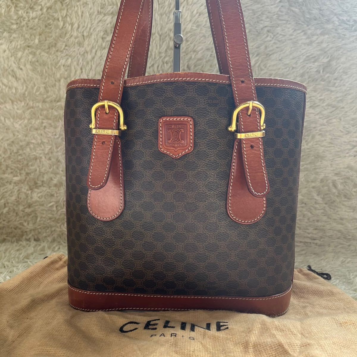 CELINE セリーヌ バケツ型 トートバッグ ハンドバッグ マカダム バケツ 