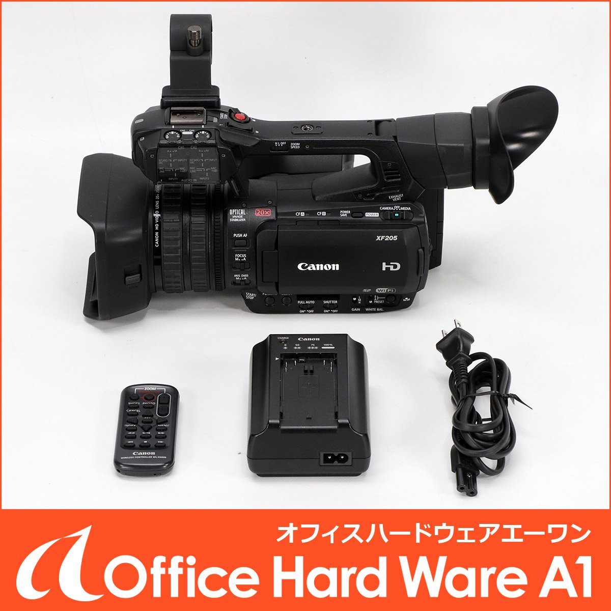 CANON 業務用ビデオカメラ XF205 動作品 グリップ側ズームレバー不良 バッテリー欠品 【中古 キヤノン キャノン 業務用 フルHD 】 #T