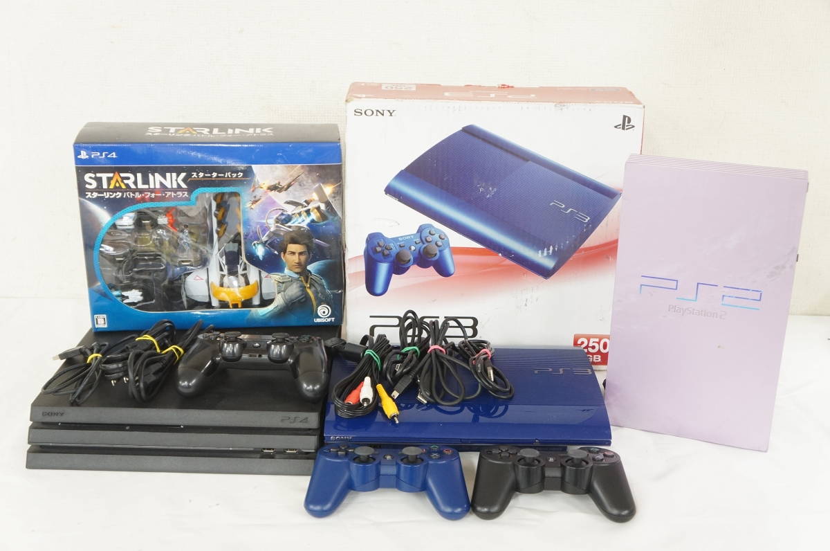 SONY ソニー CUH-7200B PS4 CECH-4000B PS3 SCPH-50000 PS2 ゲーム機 本体 3点 スターリンク PS4用ソフト まとめてセット 2207301441