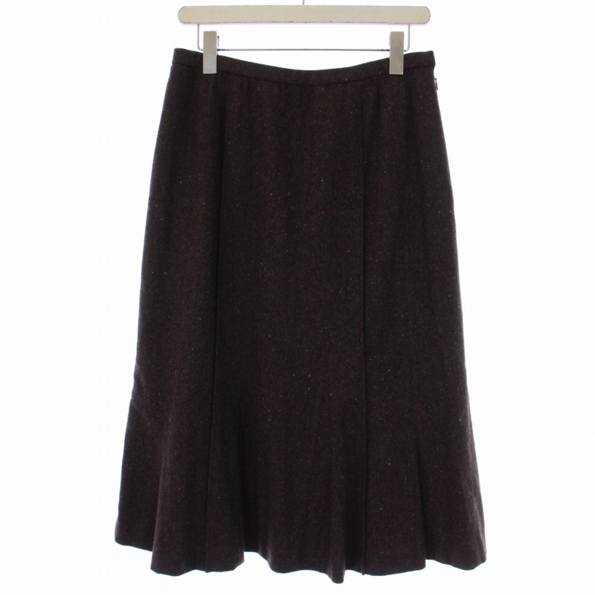 レリアン Leilian フレアスカート ミモレ丈 ウール カシミヤ ナイロン 大きいサイズ 13+ XL 茶 ブラウン /BM レディース