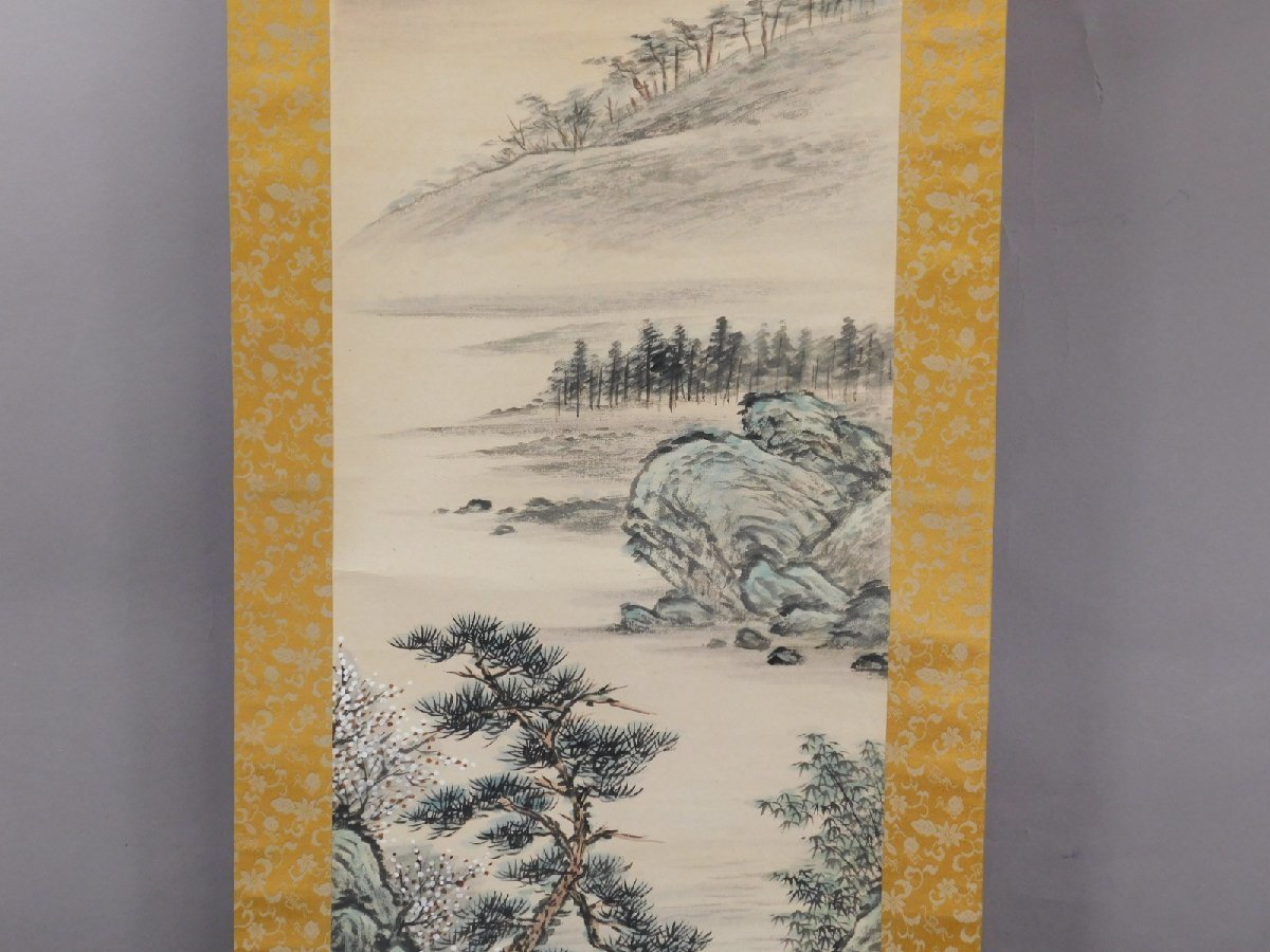 栗田槐山 掛軸 槐子 水田竹圃 師 戦前期 軸装 紙本