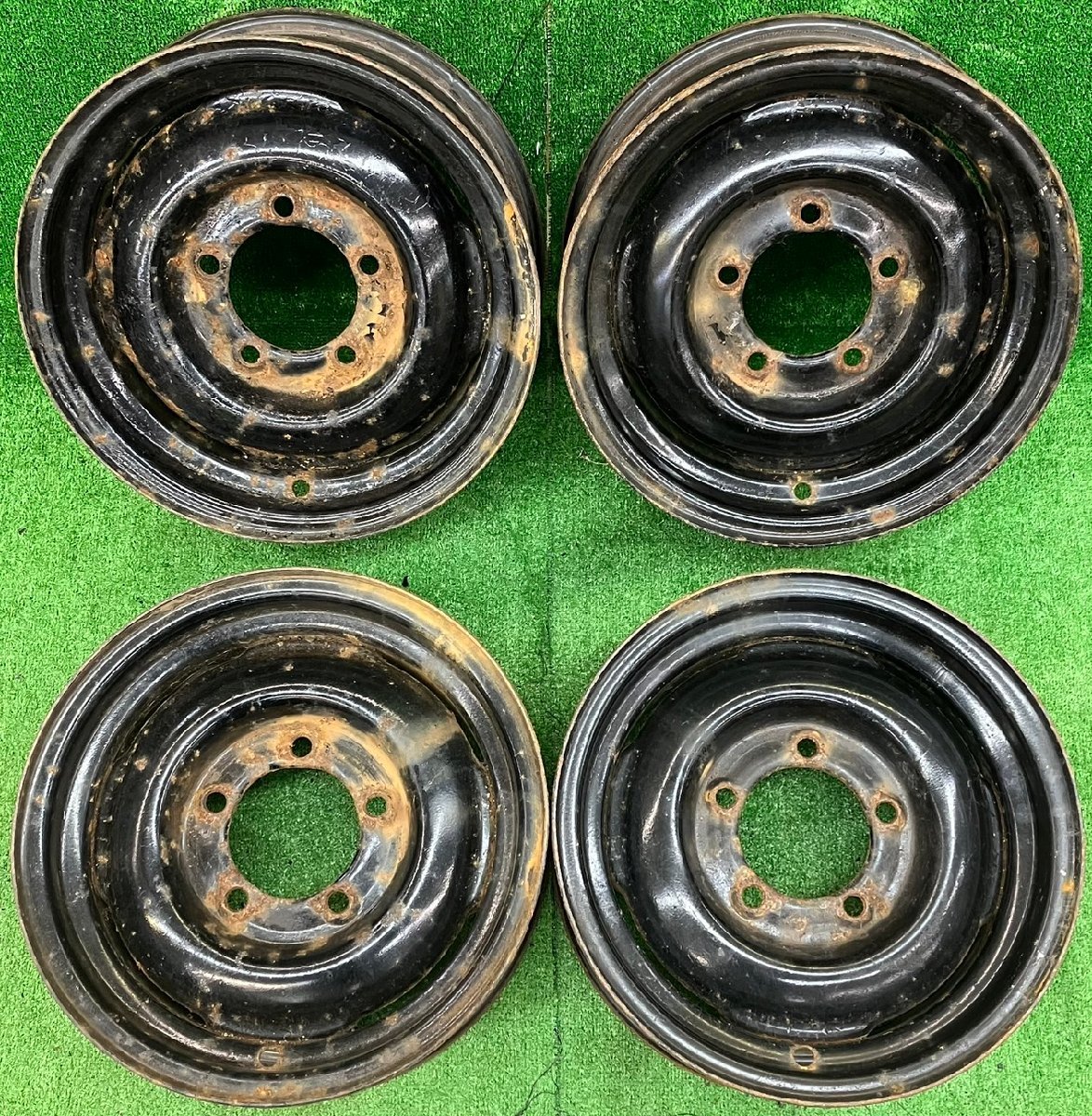 ◇状態難アリ完全ジャンク 三菱ジープ 純正 スチール 15インチ 5.5J 139.7 5穴 +17 リペアベースに♪札幌南区発 店頭引取大歓迎！◇