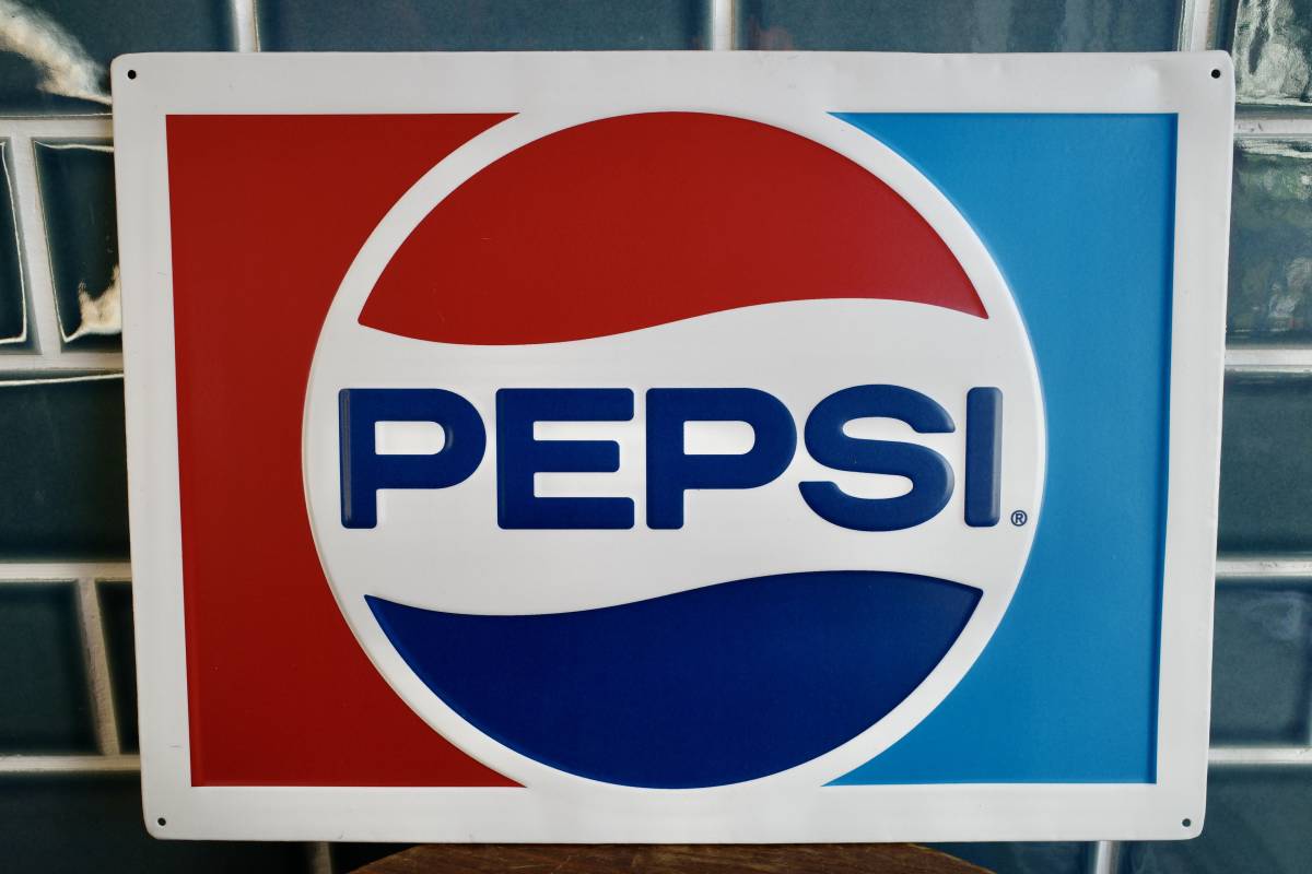 ペプシPEPSI 看板 PEPSI ICE COLD 76cm 世田谷ベース PEPSI COLA ペプシコーラ ロゴ エンボス メタルサイン 看板 世田谷