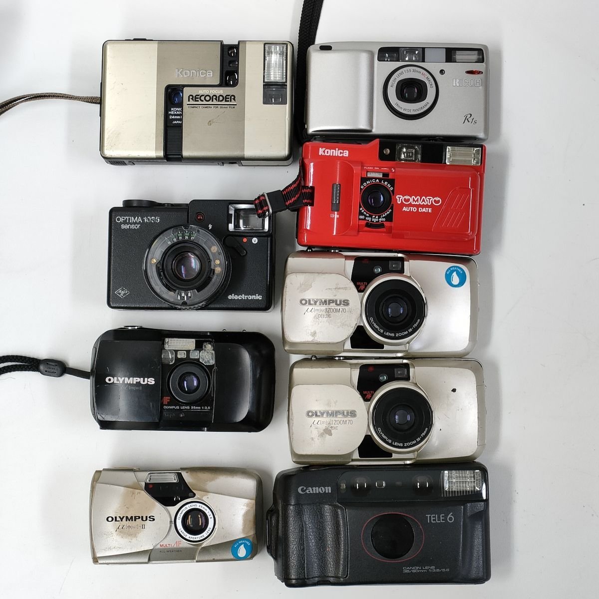 パーツ 部品取り Olympus mjuⅡ ， Konica RECORDER ， Autoboy Tele6 他 コンパクトフィルム 9点セット まとめ ●ジャンク品 [7096TMC]