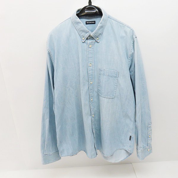 ☆【JPタグ】BALENCIAGA/バレンシアガ 2019 ロゴプリント デニムシャツ