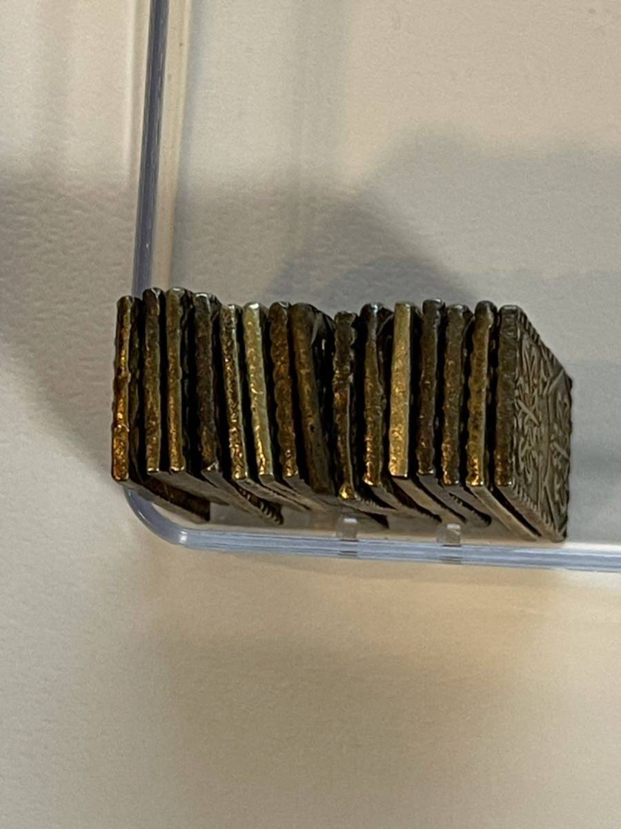 古銭 二分金 明治二分判金 止め分 まとめて15枚 約45㌘ 管理番号＝NO