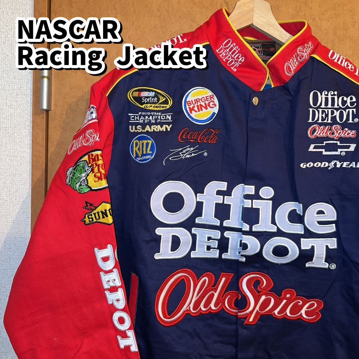 美品 NASCAR Racing ナスカー レーシングジャケット 刺繍 JH Design アウター レース バーガーキング シボレー Office DEPOT xyo014