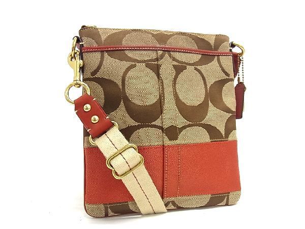1円 □極美品□ COACH コーチ 40758 シグネチャー キャンバス×レザー 