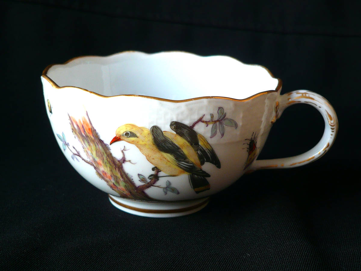 Meissen マイセン アンティーク スキャタードブーケ 昆虫 金彩ライン 