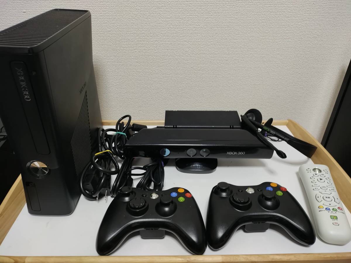 動作確認済み】Xbox 360 S 250GB + Kinect,コントローラx2個,ヘッド 