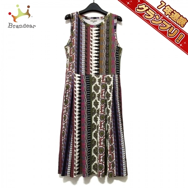 エトロ ETRO サイズ42 M - アイボリー×黒×マルチ レディース ノースリーブ/ロング 美品 ワンピース