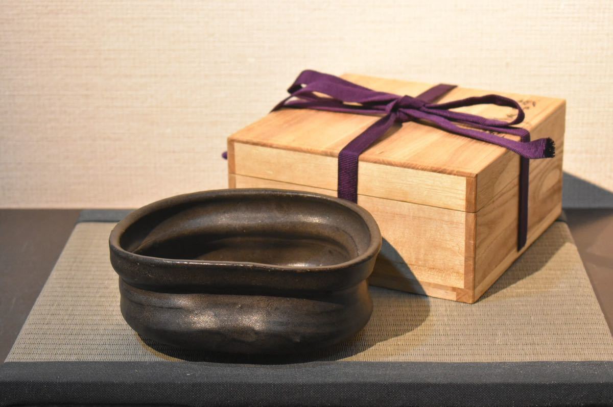 GE】M120【コレクター所蔵品】時代 黒織部茶碗 /古美術品 骨董品 時代