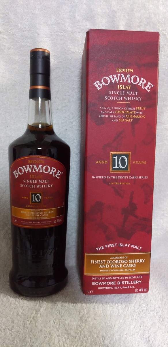 スコッチウイスキー シングルモルト ボウモア10年 インスパイアード デビルズカスク　46％　1000ml