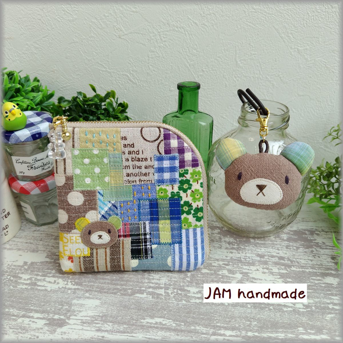 JAM ハンドメイド くまさんの小物セット ミニ 財布 L字 ラウンド 