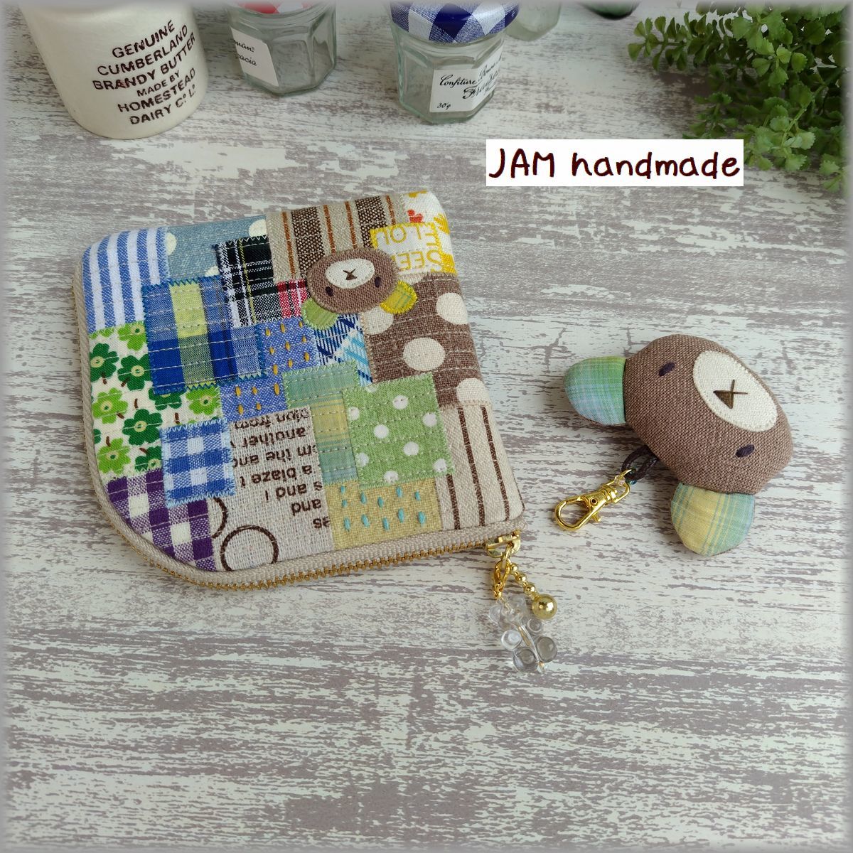 JAM ハンドメイド くまさんの小物セット ミニ 財布 L字 ラウンド 