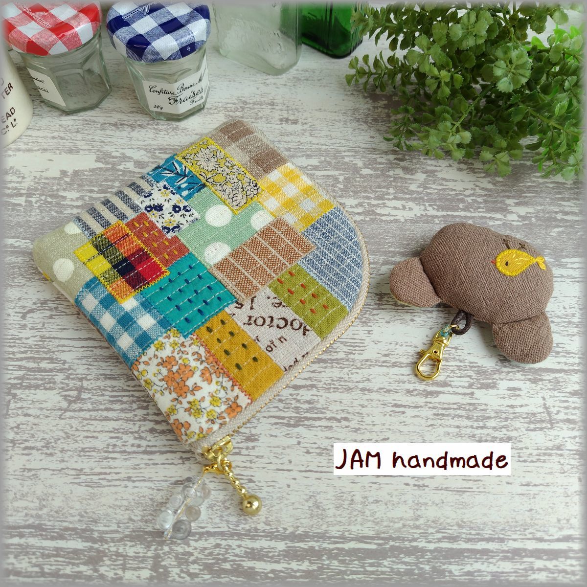 JAM ハンドメイド くまさんの小物セット ミニ 財布 L字 ラウンド 