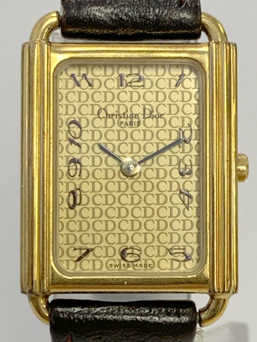 G478-SB1-76◎ Christian Dior クリスチャンディオール 58.122 レクタングラーフェイス レディース クオーツ 不動 腕時計 ⑥