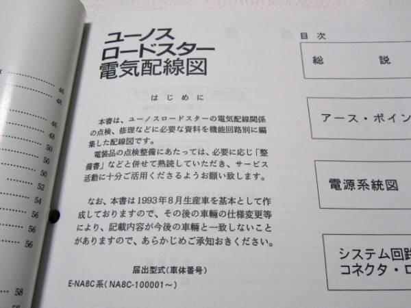 マツダ ユーノスロードスター(NA8C) 電気配線図 整備書 BP(マツダ